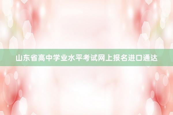 山东省高中学业水平考试网上报名进口通达